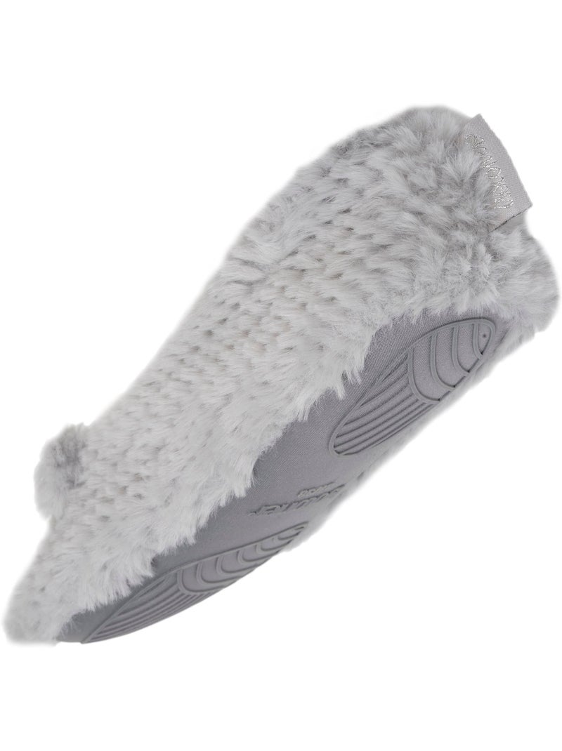 Chaussons ballerines imitation fourrure, semelle femme isotoner Gris Gris - Kiabi