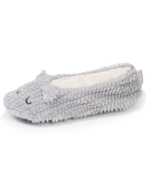 Chaussons ballerines imitation fourrure, semelle femme isotoner - Kiabi