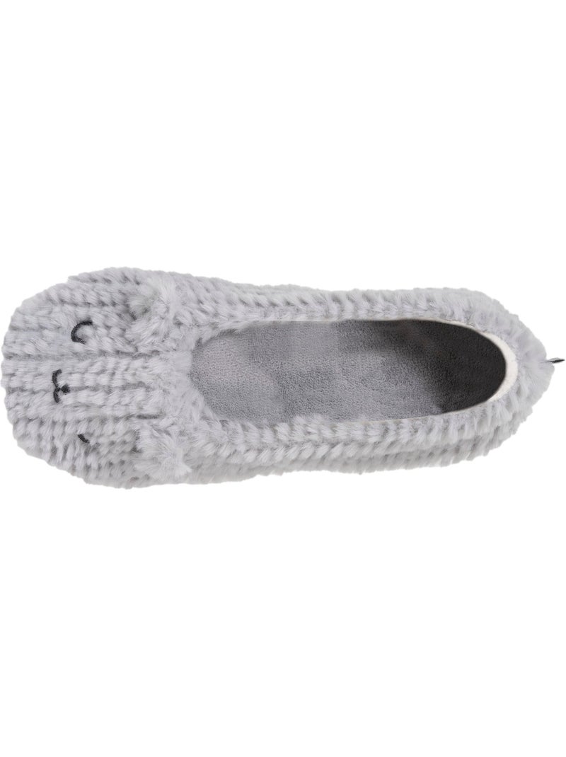Chaussons ballerines imitation fourrure, semelle femme isotoner Gris Gris - Kiabi