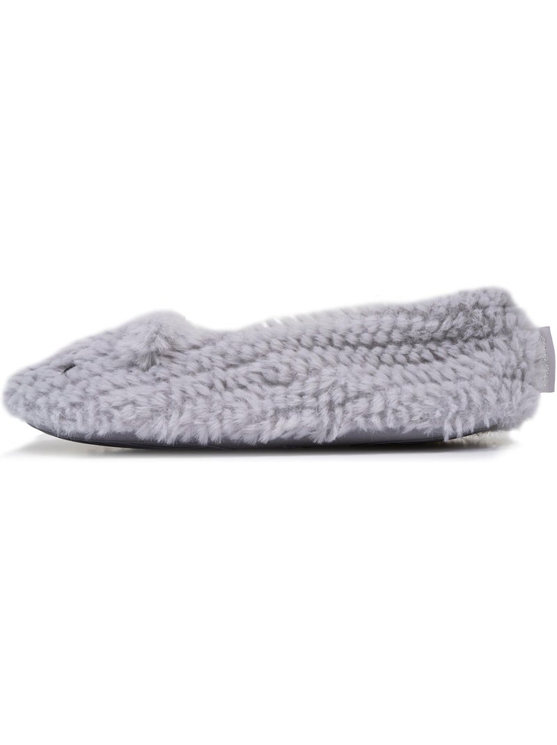 Chaussons ballerines imitation fourrure, semelle femme isotoner Gris Gris - Kiabi