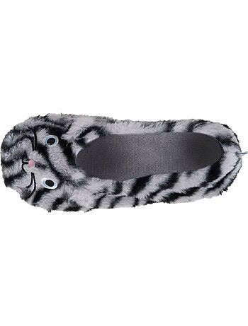 Chaussons ballerines imitation fourrure, semelle gomme femme Isotoner