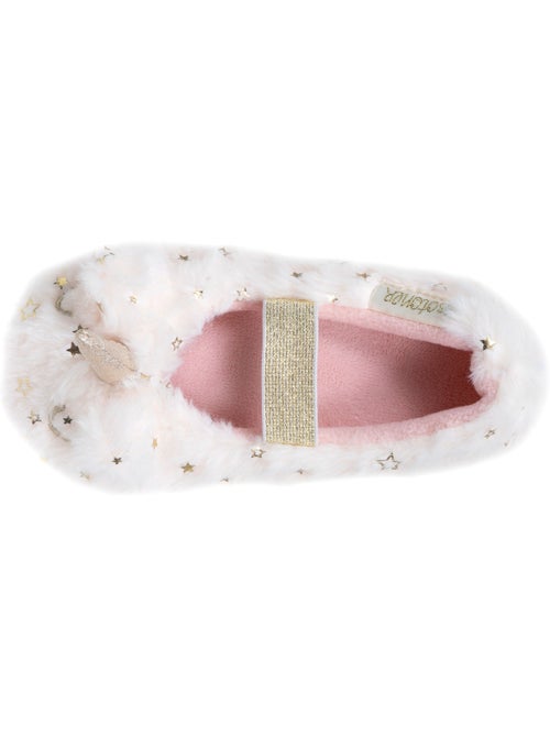 Chaussons ballerines imitation fourrure, semelle gomme fille isotoner - Kiabi