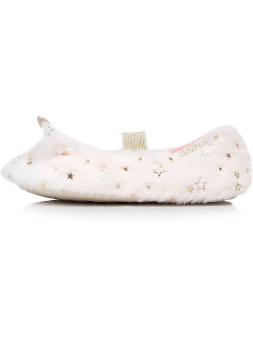 Chaussons ballerines imitation fourrure, semelle gomme fille isotoner - Kiabi