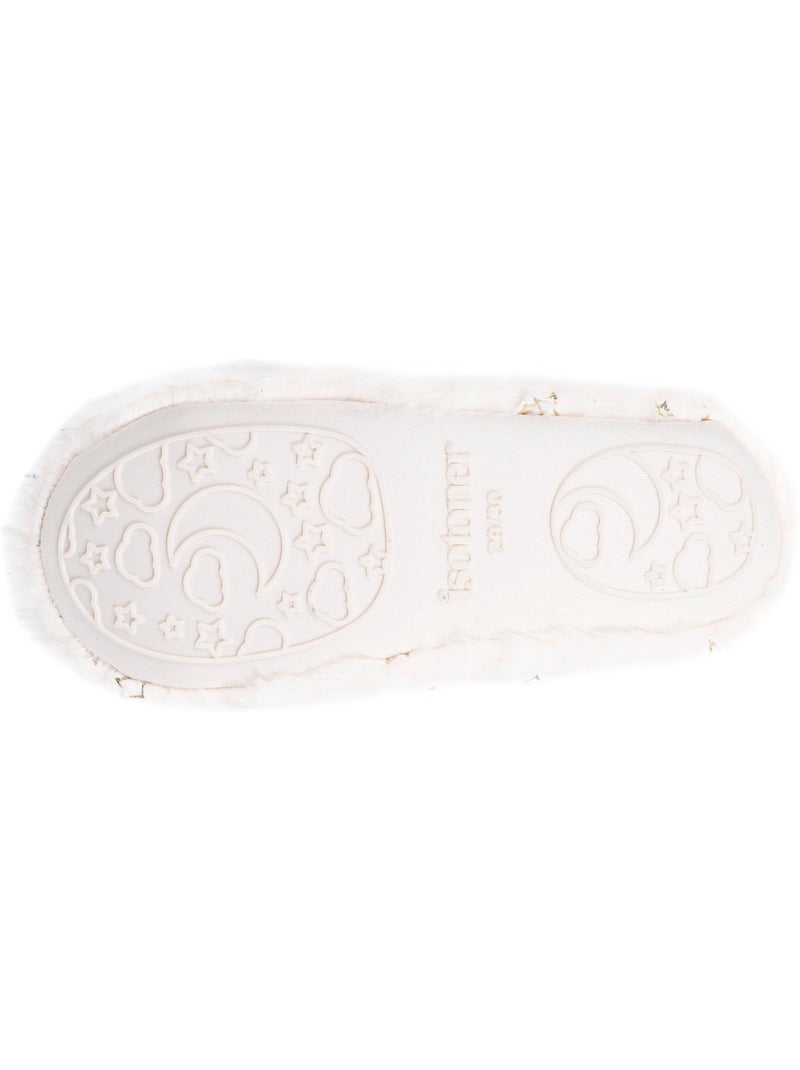 Chaussons ballerines imitation fourrure, semelle gomme fille isotoner Ivoire - Kiabi