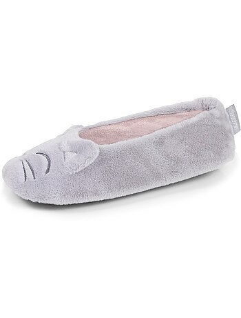 Chaussons ballerines imitation fourrure, semelle gomme ultra femme isotoner
