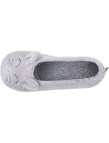 Chaussons ballerines imitation fourrure, semelle gomme ultra femme isotoner