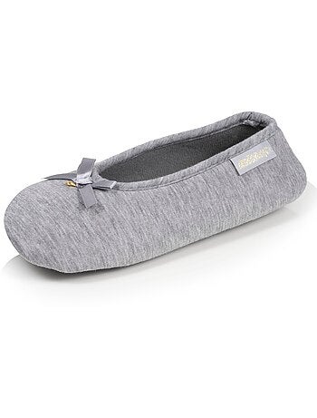 Chaussons ballerines jersey, semelle gomme antidérapante femme Isotoner