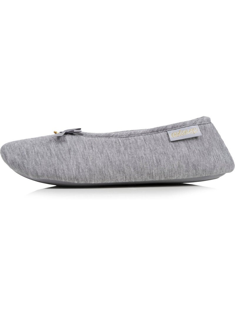 Chaussons ballerines jersey, semelle gomme antidérapante femme Isotoner Gris chiné - Kiabi
