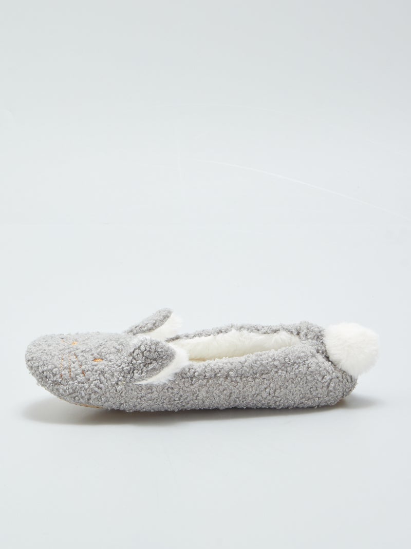 Chaussons ballerines 'lapin' Gris - Kiabi