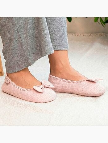 Chaussons ballerines maille nid d'abeille, semelle gomme femme Isotoner
