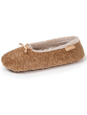Chaussons ballerines micro éponge, semelle antidérapante femme isotoner