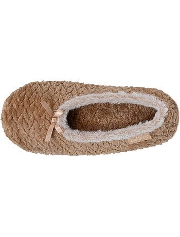 Chaussons ballerines micro éponge, semelle antidérapante femme isotoner