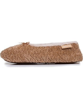 Chaussons ballerines micro éponge, semelle antidérapante femme isotoner