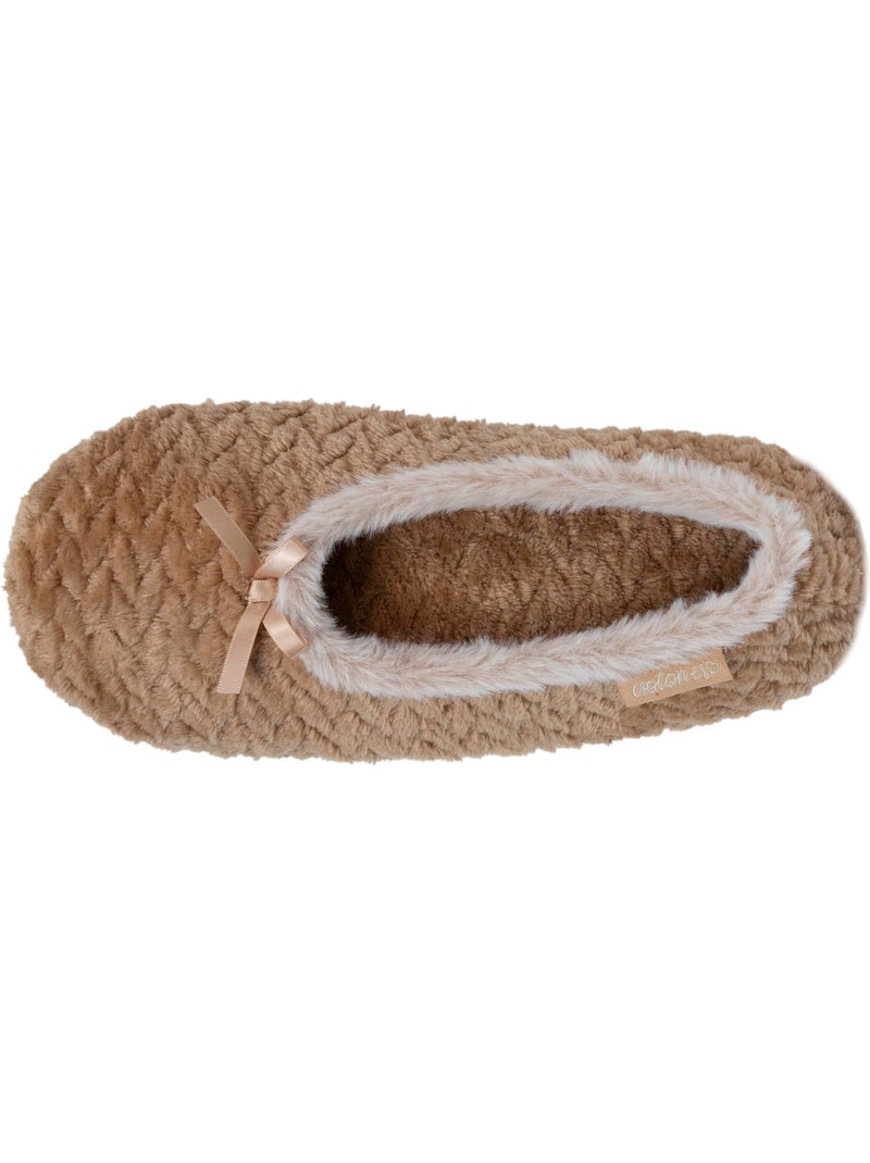 Chaussons ballerines micro éponge, semelle antidérapante femme isotoner Camel - Kiabi