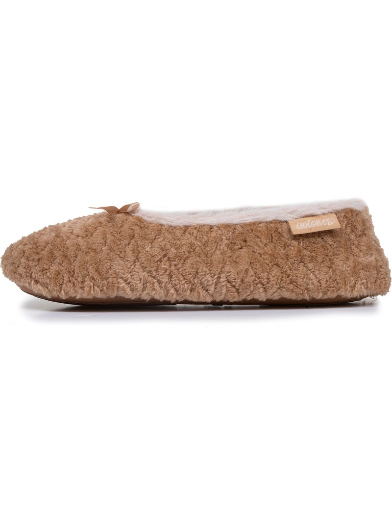 Chaussons ballerines micro éponge, semelle antidérapante femme isotoner Camel - Kiabi