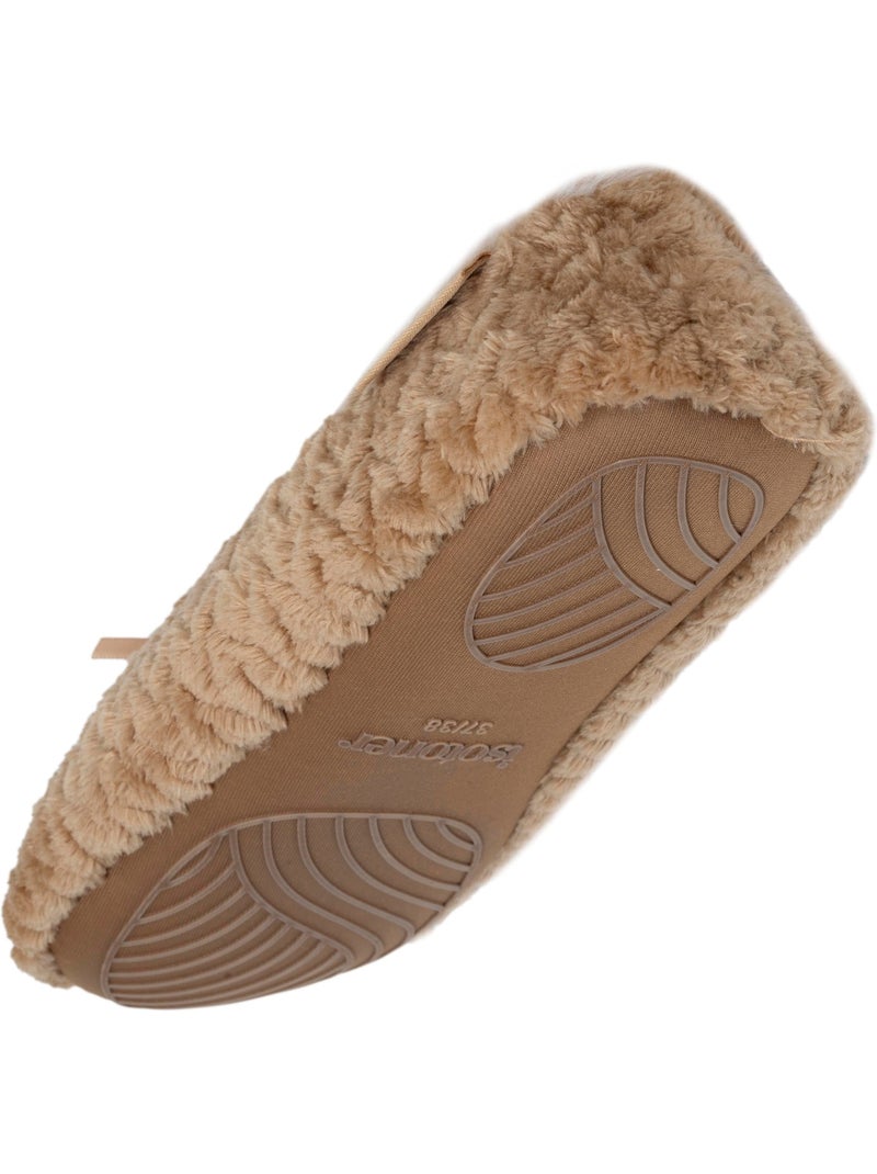 Chaussons ballerines micro éponge, semelle antidérapante femme isotoner Camel - Kiabi