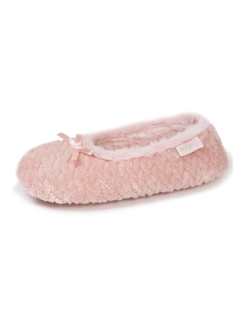 Chaussons ballerines micro éponge, semelle antidérapante femme Isotoner Rose - Kiabi