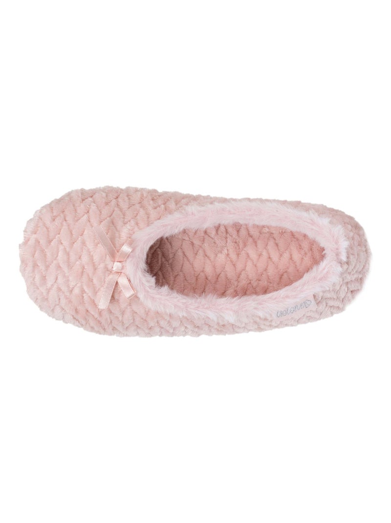 Chaussons ballerines micro éponge, semelle antidérapante femme Isotoner Rose - Kiabi