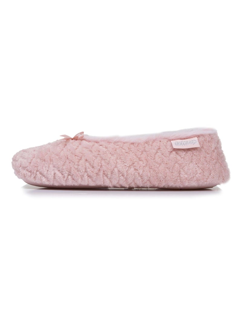 Chaussons ballerines micro éponge, semelle antidérapante femme Isotoner Rose - Kiabi