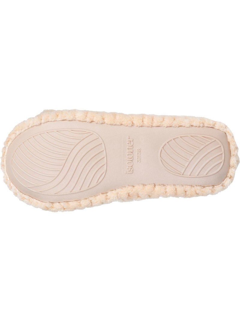 Chaussons ballerines micro éponge, semelle gomme femme Isotoner Abricot - Kiabi