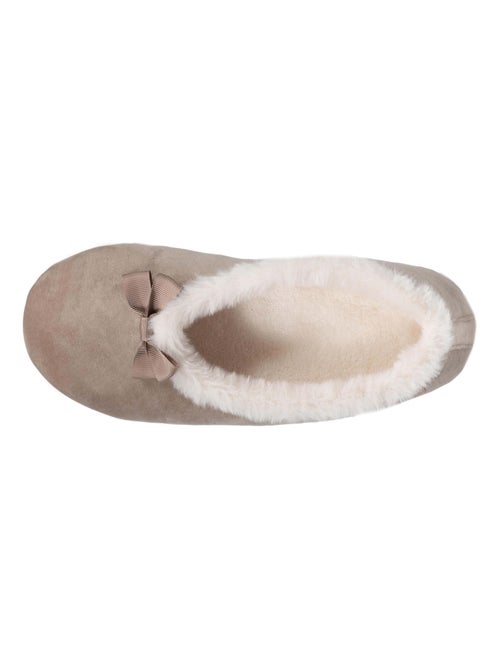 Chaussons ballerines microvelours, semelle antidérapante femme Isotoner - Kiabi
