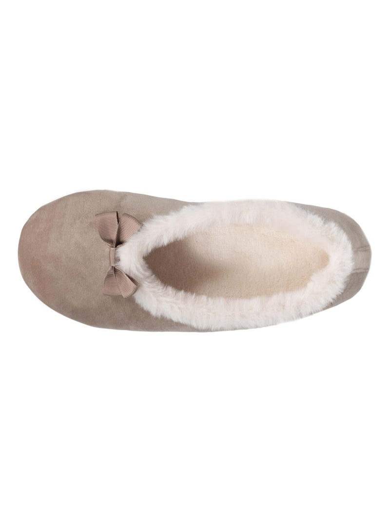 Chaussons ballerines microvelours, semelle antidérapante femme Isotoner Beige - Kiabi