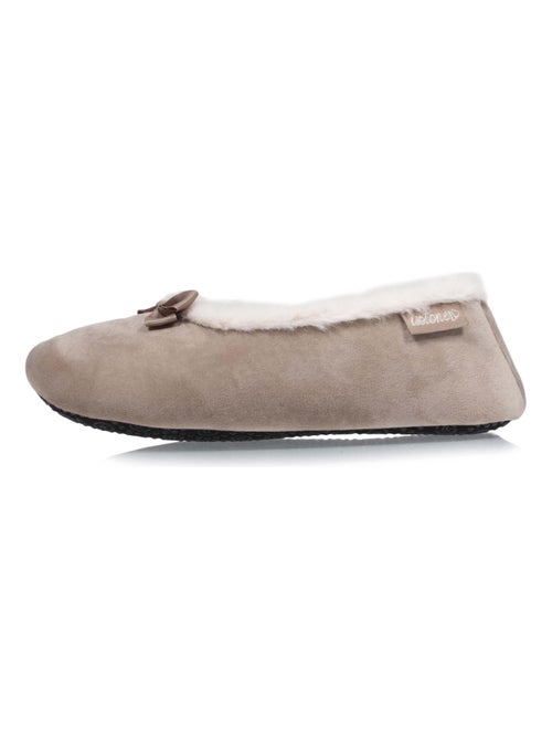 Chaussons ballerines microvelours, semelle antidérapante femme Isotoner - Kiabi