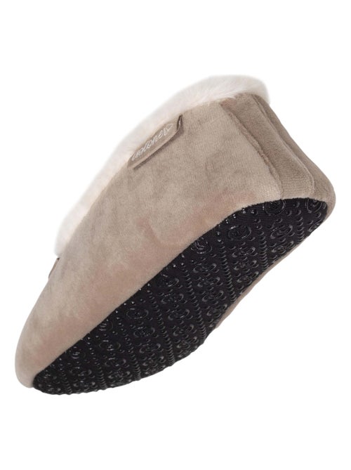 Chaussons ballerines microvelours, semelle antidérapante femme Isotoner - Kiabi