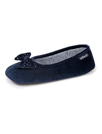 Chaussons ballerines microvelours, semelle antidérapante femme Isotoner
