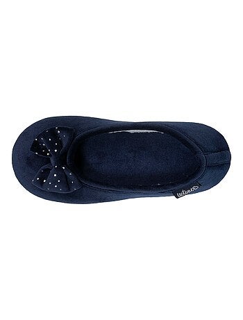 Chaussons ballerines microvelours, semelle antidérapante femme Isotoner