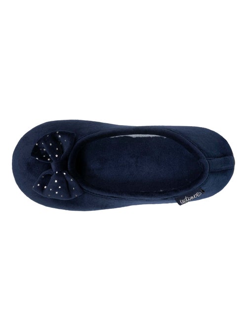 Chaussons ballerines microvelours, semelle antidérapante femme Isotoner - Kiabi