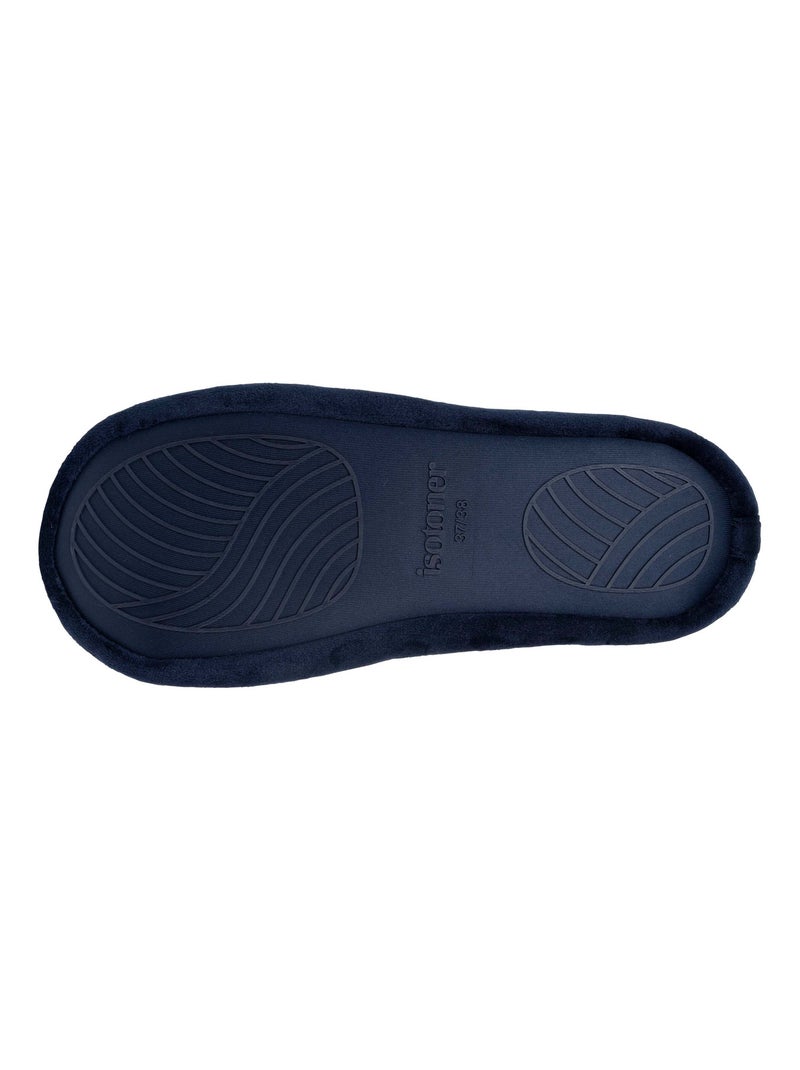 Chaussons ballerines microvelours, semelle antidérapante femme Isotoner Bleu marine - Kiabi