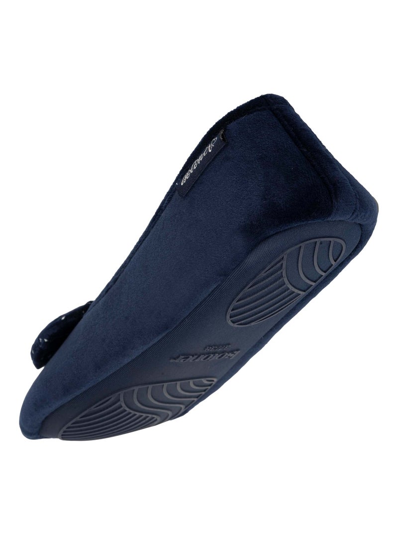 Chaussons ballerines microvelours, semelle antidérapante femme Isotoner Bleu marine - Kiabi