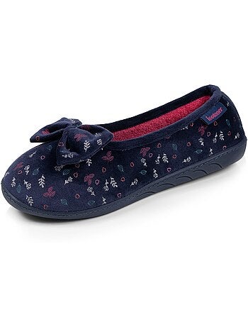 Chaussons ballerines microvelours semelle ergonomique mousse à mémoire forme femme Isotoner