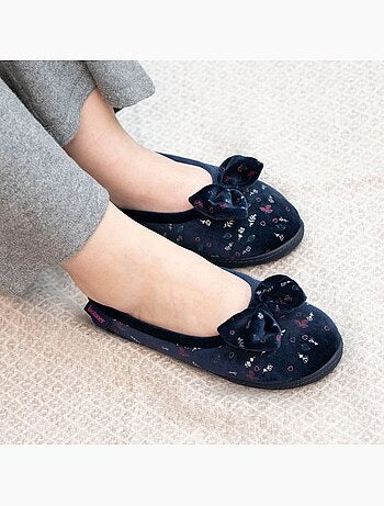 Chaussons ballerines microvelours semelle ergonomique mousse à mémoire forme femme Isotoner