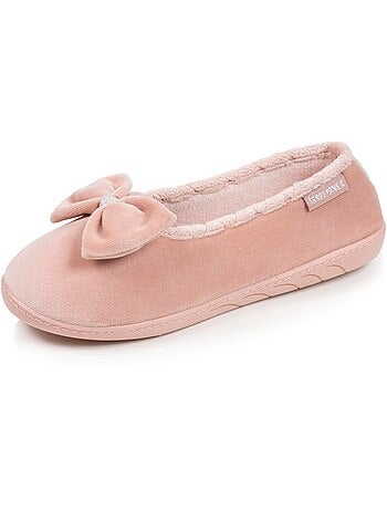 Chaussons ballerines microvelours semelle ergonomique mousse à mémoire forme femme Isotoner