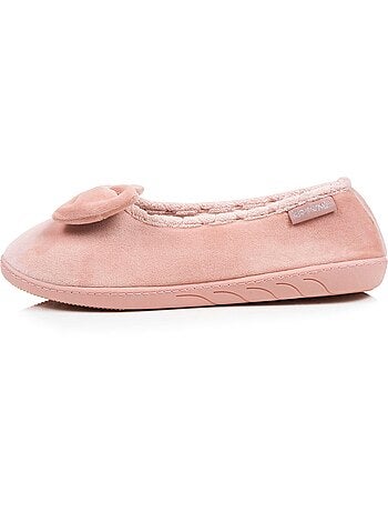 Chaussons ballerines microvelours semelle ergonomique mousse à mémoire forme femme Isotoner