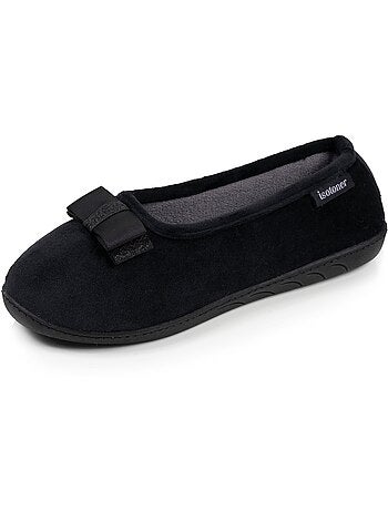 Chaussons ballerines microvelours semelle ergonomique mousse à mémoire forme femme Isotoner