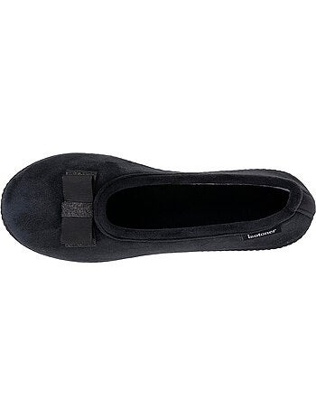 Chaussons ballerines microvelours semelle ergonomique mousse à mémoire forme femme Isotoner