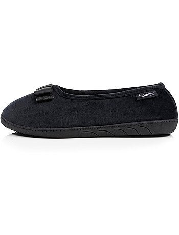 Chaussons ballerines microvelours semelle ergonomique mousse à mémoire forme femme Isotoner