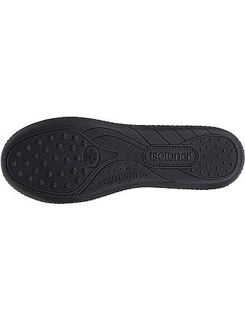 Chaussons ballerines microvelours semelle ergonomique mousse à mémoire forme femme Isotoner