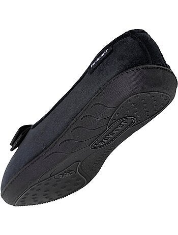 Chaussons ballerines microvelours semelle ergonomique mousse à mémoire forme femme Isotoner