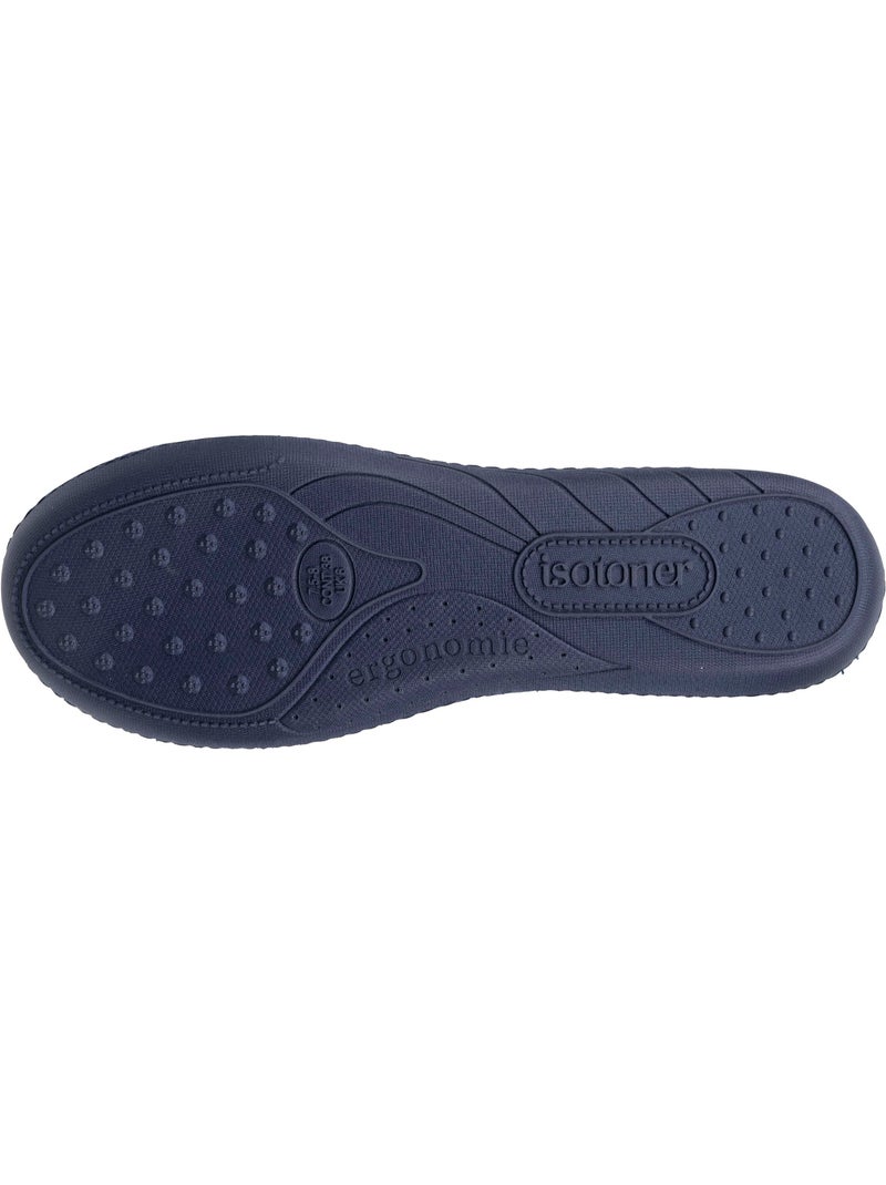 Chaussons ballerines microvelours semelle ergonomique mousse femme Bleu marine - Kiabi