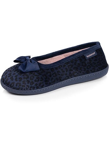 Chaussons ballerines microvelours semelle ergonomique, mousse femme isotoner