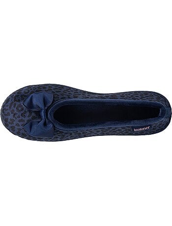 Chaussons ballerines microvelours semelle ergonomique, mousse femme isotoner