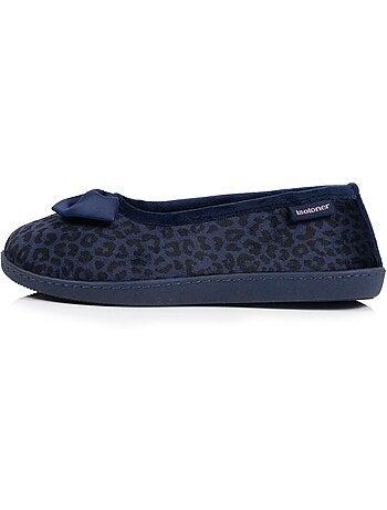 Chaussons ballerines microvelours semelle ergonomique, mousse femme isotoner