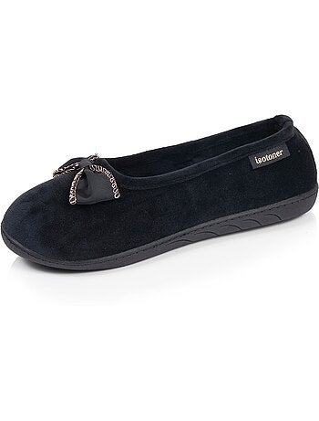 Chaussons ballerines microvelours semelle ergonomique, mousse femme isotoner