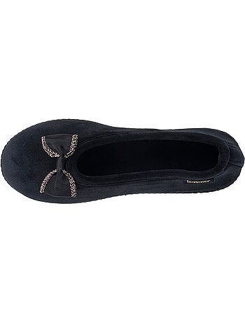 Chaussons ballerines microvelours semelle ergonomique, mousse femme isotoner