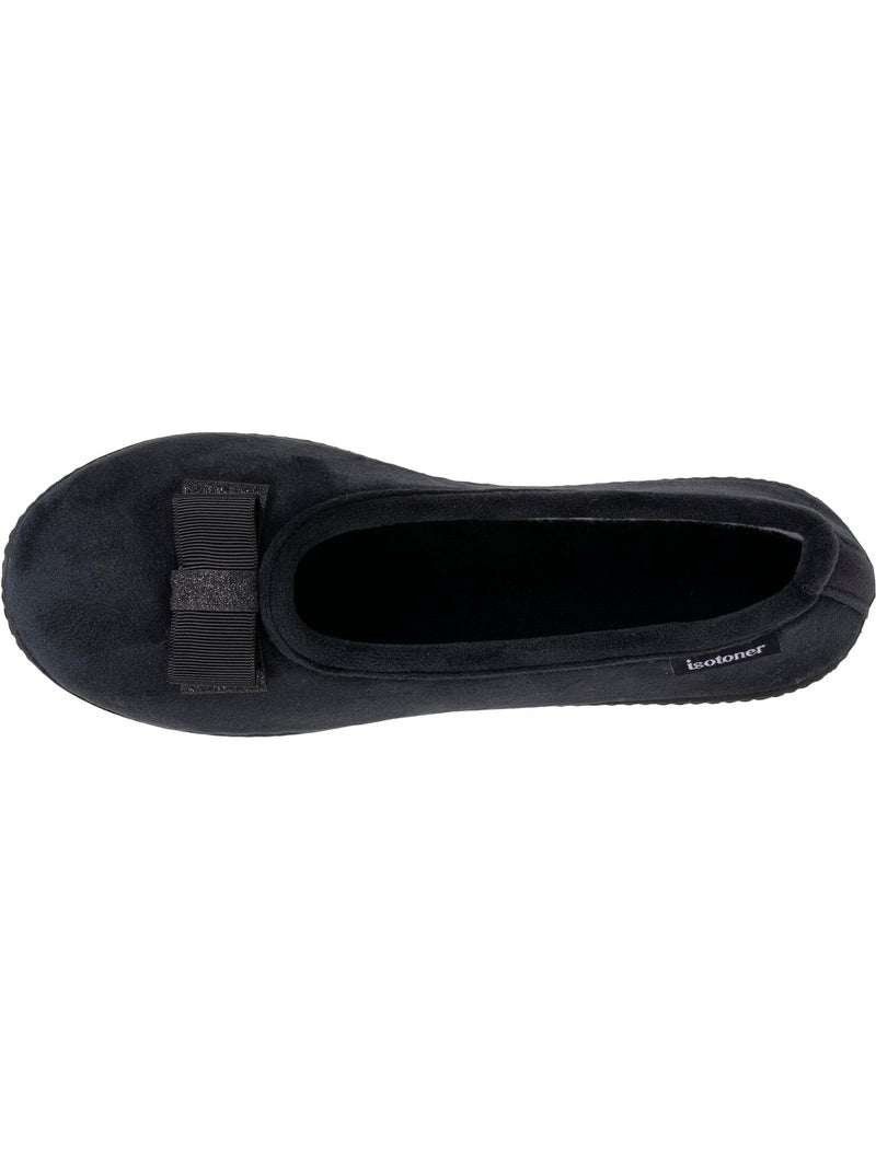 Chaussons ballerines microvelours semelle ergonomique mousse femme Isotoner Noir - Kiabi