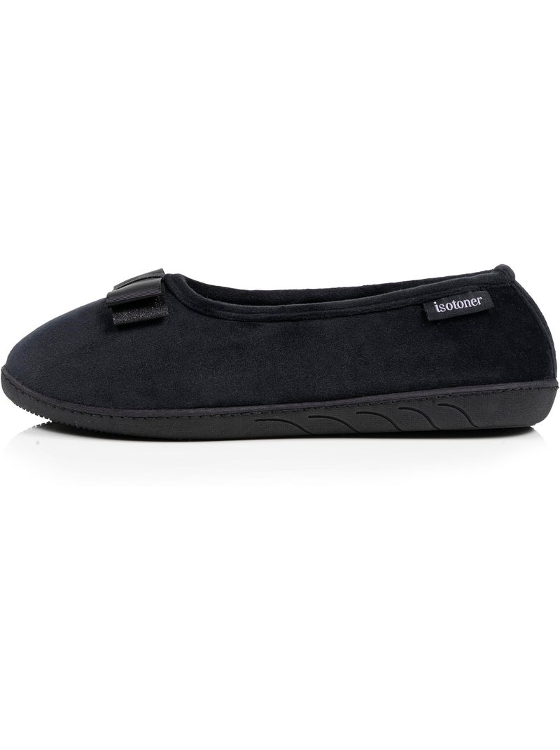Chaussons ballerines microvelours semelle ergonomique mousse femme Isotoner Noir - Kiabi